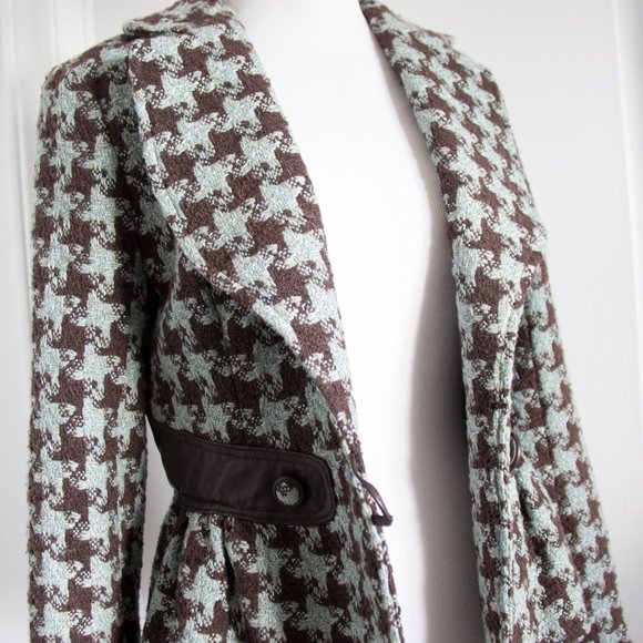 Vintage LOUIS VERDAD Women Check blazer jacket Leather Accent Small - Picture 6 of 6